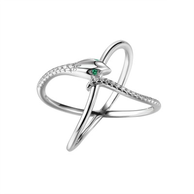 Кольцо серебряное с фианитами «Smart Snake» Fresh Jewelry (арт.CZ-R01887-X-W-NCE-X-W)
