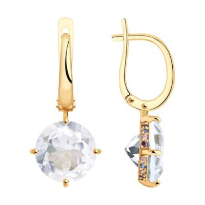 Серьги золотые пробы 585 с горным хрусталем (Арт.727624)