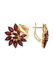 Серьги из золочёного серебра с гранатами (Арт.92023199)