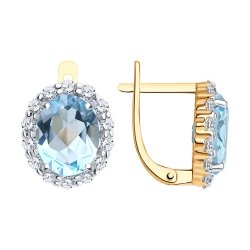 Серьги золотые пробы 585 с топазом (Арт.728095)
