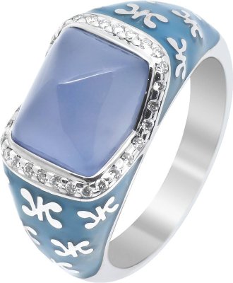 Кольцо из белого золота с бриллиантом и халцедоном (Арт.rk211wgdch)