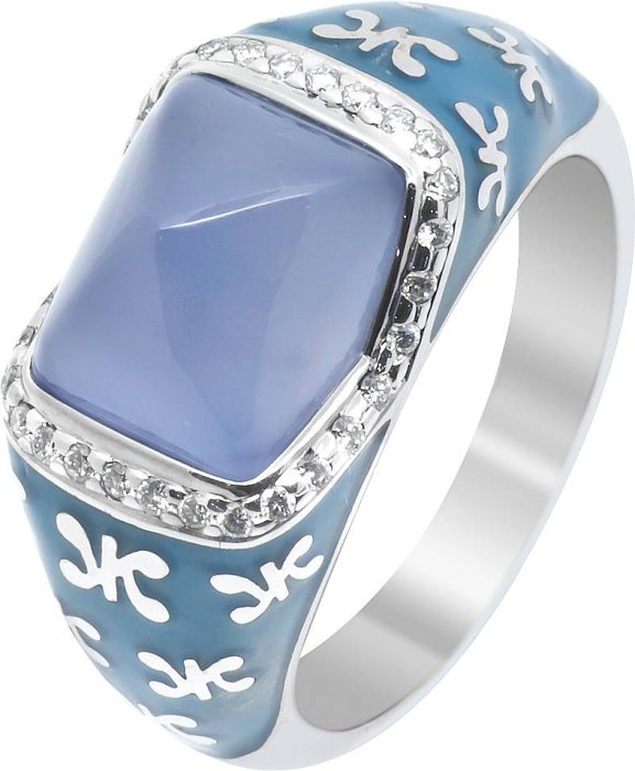 Кольцо из белого золота с бриллиантом и халцедоном (Арт.rk211wgdch)