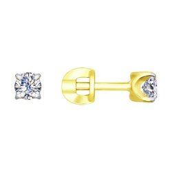 Серьги из желтого золота с бриллиантами (Арт.1021182-2)