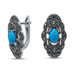 Серьги Серебряные крылья (Арт.2239332370_biryuzapr_markazit)