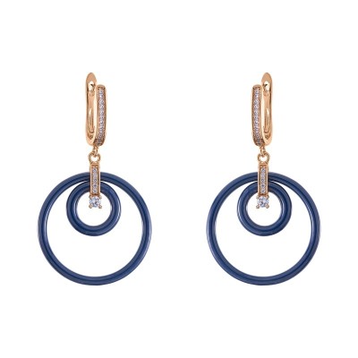Серьги серебряные с керамикой и фианитами «Spiral Glam» Fresh Jewelry (арт. TC-E00990-Вl-G-X-X-W)