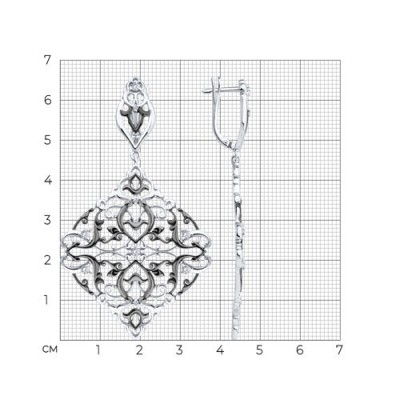 Серьги серебряные с фианитами «Ажурный бал» Соколов (арт.94-121-02352-1)