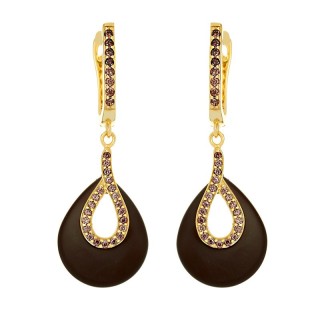 Серьги серебряные с керамикой и куб. цирконием «Лимонный Шик» Fresh Jewelry (арт.TM-E00144-BR-L-X-X-DB)