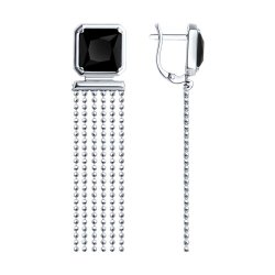 Серьги из серебра с ониксами (Арт.94-321-02122-1)