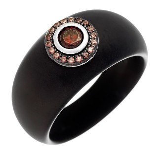 Кольцо с керамикой и кубическим цирконием «Ceramic Orbit» Fresh Jewelry (арт.TM-R01192-B-WB-DB-X-DB)