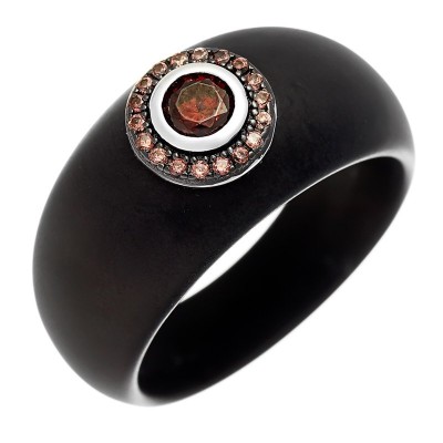 Кольцо с керамикой и кубическим цирконием «Ceramic Orbit» Fresh Jewelry (арт.TM-R01192-B-WB-DB-X-DB)