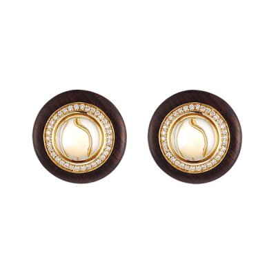 Серьги из золота с бриллиантом и деревом (Арт.k954ctc4yg_ct_yg)