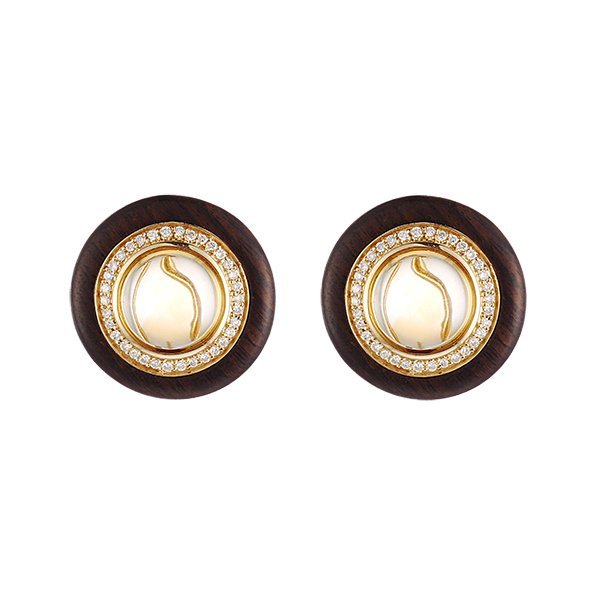 Серьги из золота с бриллиантом и деревом (Арт.k954ctc4yg_ct_yg)