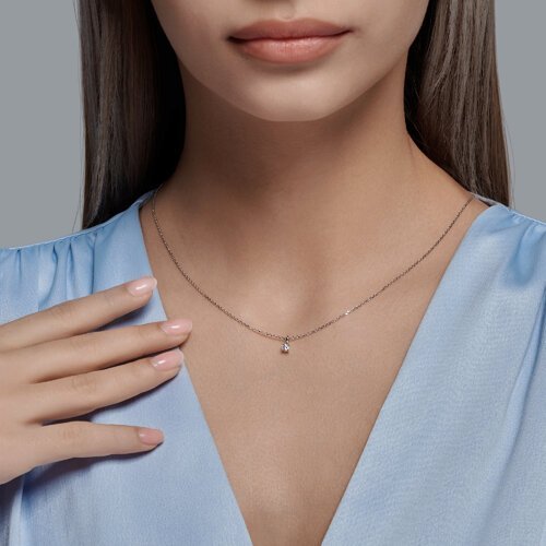 Колье из белого золота с бриллиантом (Арт.1070270-3)