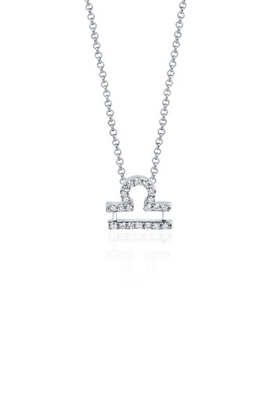 Ожерелье с бриллиантами «Знак Весы Elegance» из белого золота Estet (арт.01Л622141)
