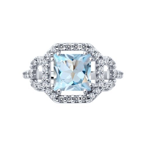 Кольцо серебряное с топазом и фианитами «Ледяной Шик» Соколов (арт.92014328)