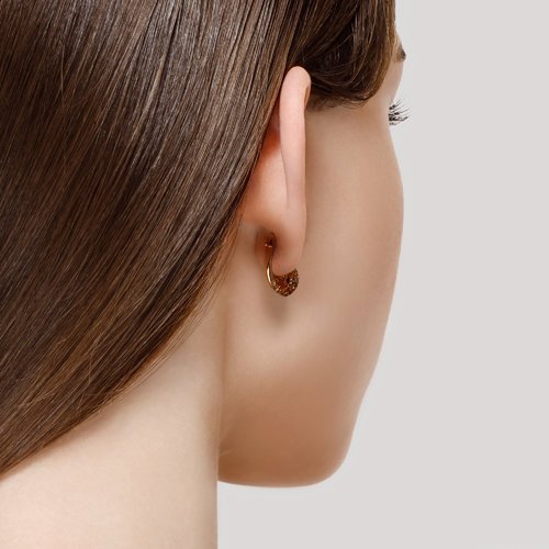 Серьги из золочёного серебра с гранатами и фианитами (Арт.92021544)