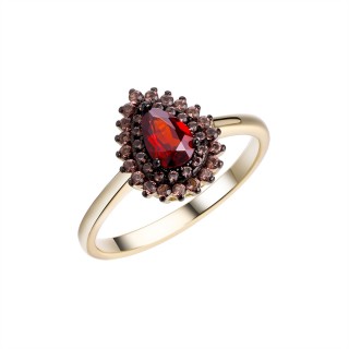 Кольцо серебряное с гранатом «Spring Flame» Fresh Jewelry (арт.CZ-R00692-X-LB-PG-X-BR)