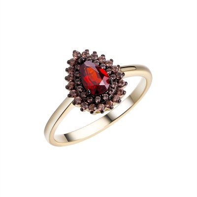 Кольцо из серебра с гранатом (Арт.cz-r00692-x-lb-pg-x-br)