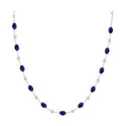 Колье из белого золота с сапфирами и бриллиантами выращенными (Арт.2070060-3-5) Колье из белого золота с сапфирами и бриллиантами выращенными (Арт.2070060-3-5)