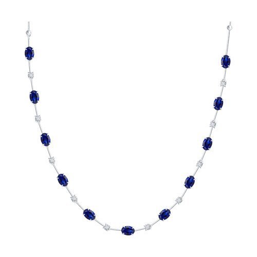 Колье из белого золота с сапфирами и бриллиантами выращенными (Арт.2070060-3-5) Колье из белого золота с сапфирами и бриллиантами выращенными (Арт.2070060-3-5)