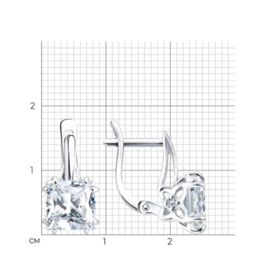 Серьги из серебра с фианитом «Сияние квадро» SOKOLOV (арт.94027352)