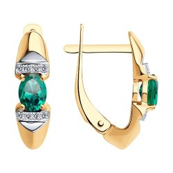 Серьги из золота с бриллиантами и изумрудами (Арт.3020421)