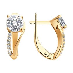 Серьги из золочёного серебра с фианитами (Арт.93020368)