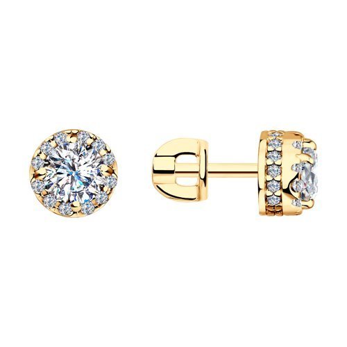 Серьги из золочёного серебра с фианитами (Арт.93021157)
