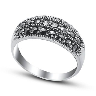 Кольцо серебряное с марказитом «Серебряные крылья» My Jewels (арт.210090-39_markazit)