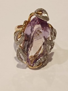Кольцо золотое с аметистом и бриллиантами «Pink Fantasy» Myjewels (арт.4809)