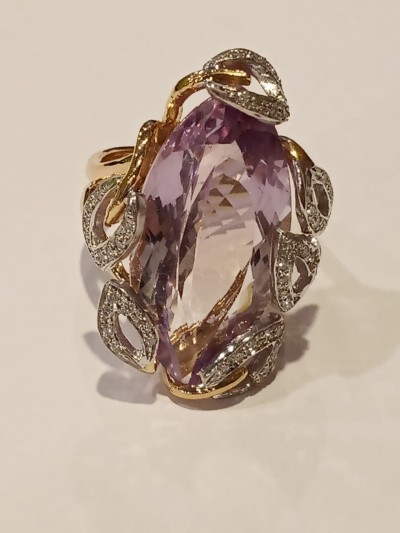 Кольцо золотое с аметистом и бриллиантами «Pink Fantasy» Myjewels (арт.4809)