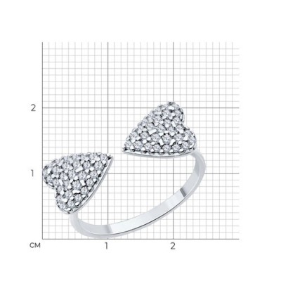 Кольцо из серебра с фианитами «Двойное Сердце» Соколов (арт.94014056)