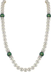 Ожерелье из серебра с жемчугом и кристаллом swarovski (Арт.102l-sr5-1-25)