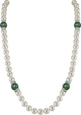 Ожерелье из серебра с жемчугом и куб. цирконием (Арт.102l-sr5-1-25)