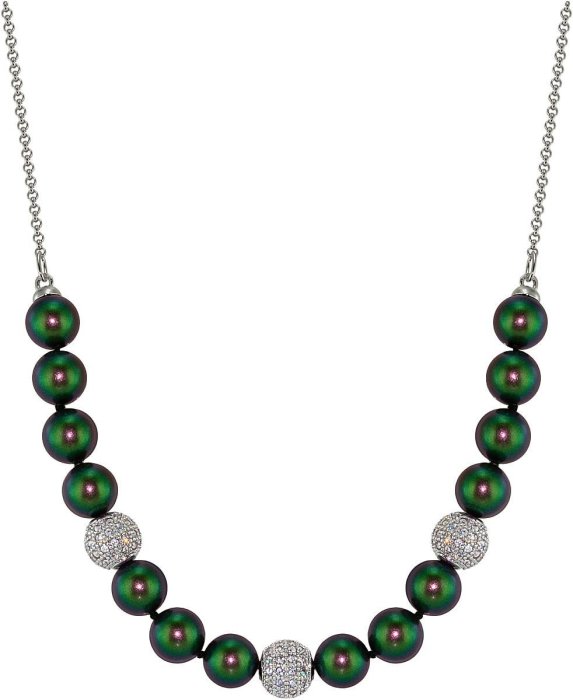 Ожерелье из серебра с жемчугом и куб. цирконием (Арт.213l-sk-25)