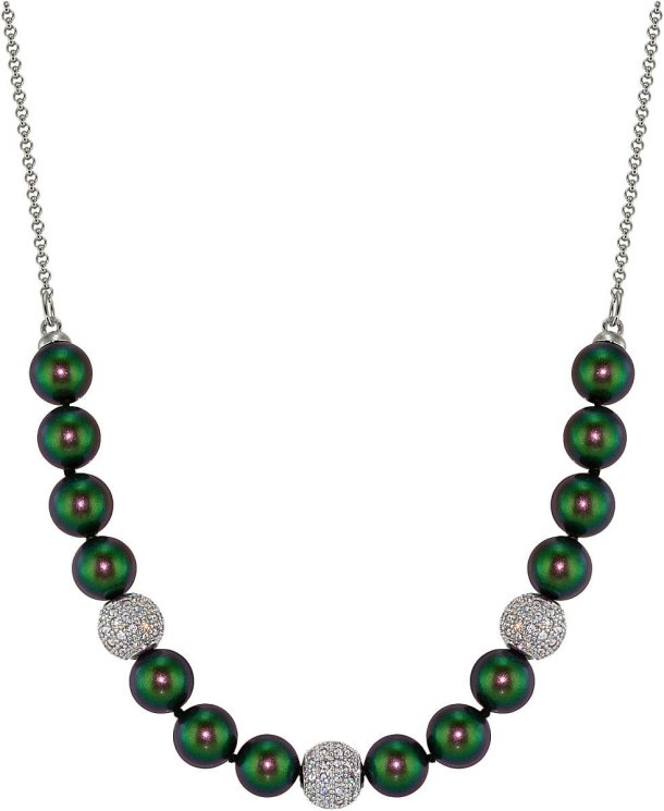 Ожерелье из серебра с жемчугом и кристаллом swarovski (Арт.213l-sk-25)