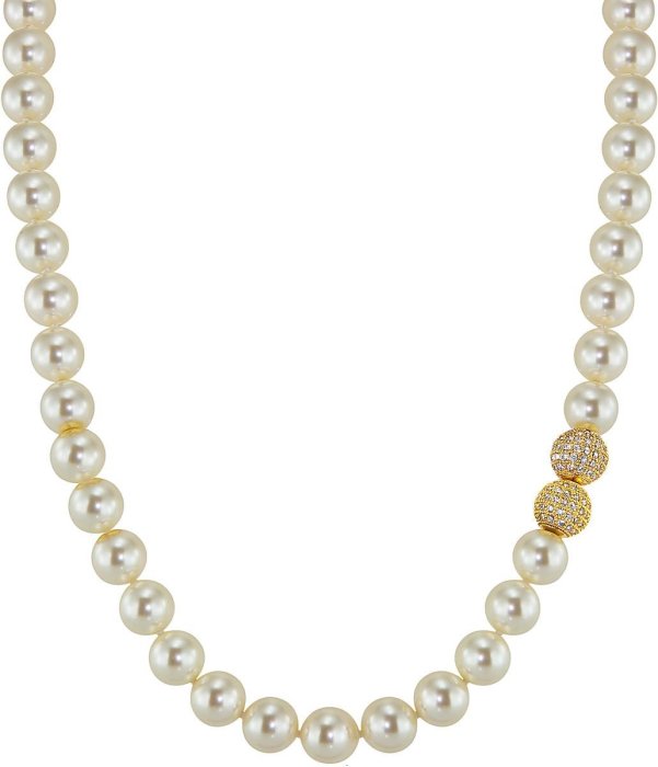 Ожерелье из серебра с жемчугом и куб. цирконием (Арт.5l-gk-3)