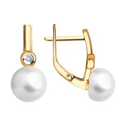 Серьги из золота с бриллиантами и жемчугом (Арт.51-220-01876-1)