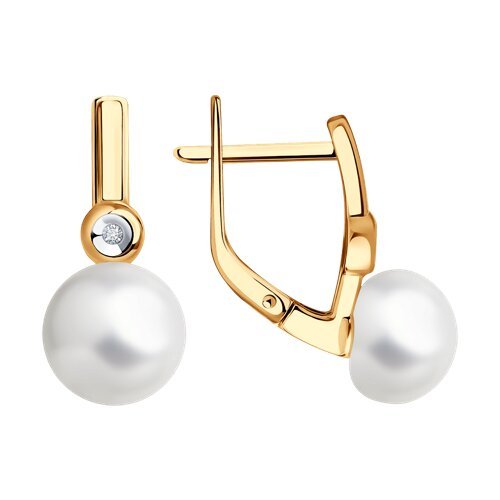Серьги из золота с бриллиантами и жемчугом (Арт.51-220-01876-1)