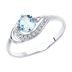 Кольцо из серебра с топазом и фианитами (Арт.94-310-00555-1)