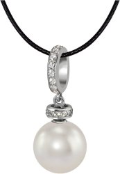 Кулон из серебра с жемчугом и кристаллом swarovski (Арт.abp-2-10-1-s)