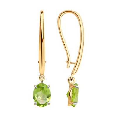 Серьги золотые пробы 585 с хризолитом (Арт.51-321-01929-3)