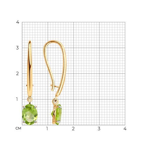 Серьги золотые пробы 585 с хризолитом (Арт.51-321-01929-3)