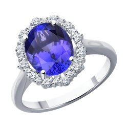 Кольцо из белого золота с бриллиантами и танзанитом (Арт.6014372-3) Кольцо из белого золота с бриллиантами и танзанитом (Арт.6014372-3)