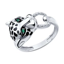 Кольцо из серебра с фианитами и эмалью (Арт.94013818)