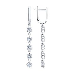 Серьги длинные из серебра с фианитами (Арт.94020516)