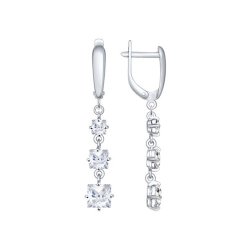 Серьги длинные из серебра с фианитами (Арт.94022009)