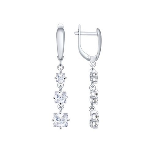 Серьги длинные из серебра с фианитами (Арт.94022009)