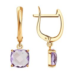 Серьги золотые пробы 585 с аметистом (Арт.729274)