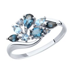 Кольцо золотое пробы 585 с миксом камней (Арт.715443-3)